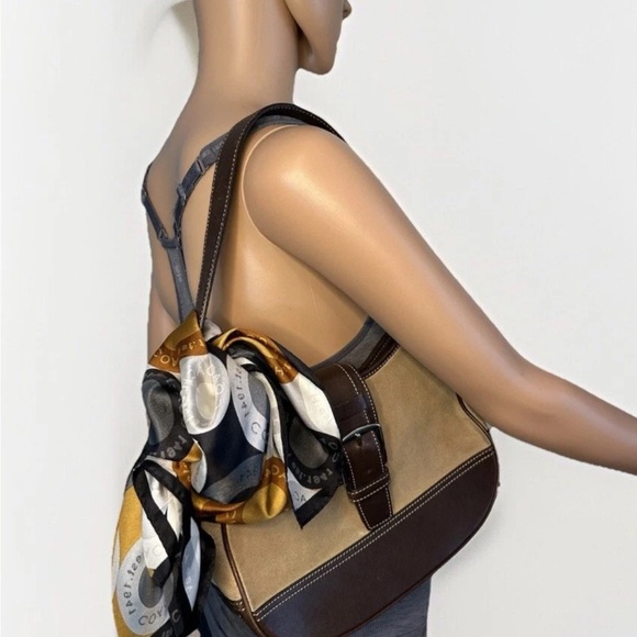 NWT Coach 100% Silk Multicolor Bandana Geometric Circle Pattern Scarf - Picture 2 of 11